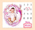 Monthly Milestone Blanket for Baby Girl, Pink Mermaid Watercolor Starfish Seahorse Turtle Seashell Growth Chart