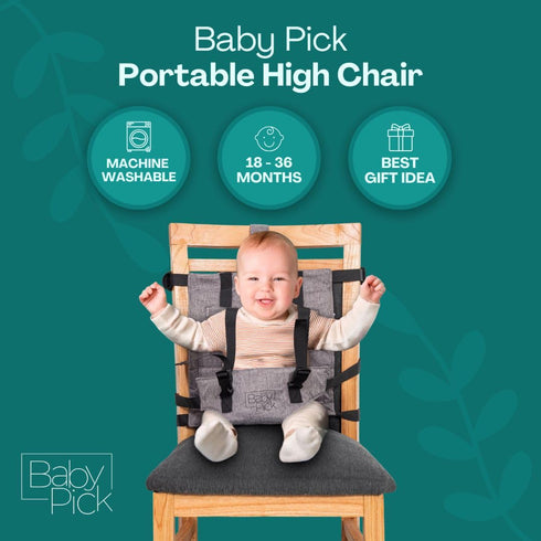 Portable High Chair for Travel by Baby Pick Harness Seat, Foldable & Lightweight Gear, Adjustable Straps for Babies
