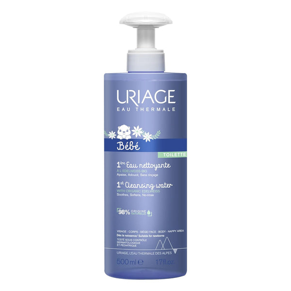 Uriage Baby 1st cleansing water with Organic Edelweiss, Softens baby's delicate skin,
