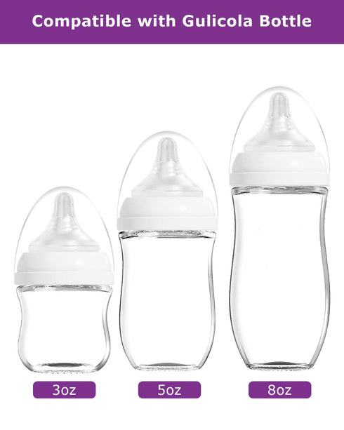 Bottle,3m+,Size 4 Count Baby Bottle Nipple for Gulicola Natural Glass M Soft Silicone Nipples,Meudim Flow