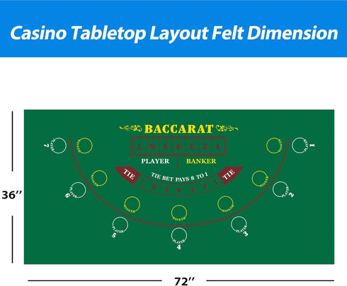 36" 72" GSE Games & Sports Expert x Double-Sided Casino Layout Felt, Las Vegas Style Tabletop Mat for Parties, Home
