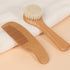 Set Grooming Kit with Soft Wool Scalp Brush and Comb for Newborns and Gentle Hair Care Bath and Massage Tool