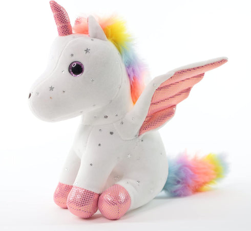 8" Unicorn Stuffed Animal - Cute Plush Toy Gift for 3-8 Years Old Girls, Soft Birthday Present for Baby, Toddler, Kids, Decor (White)