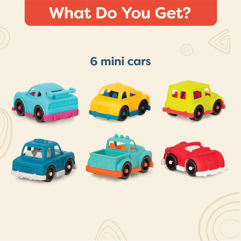 B. toys Happy Cruisers Mini Vehicles - Sports, Police, Pickup, Roadster, Taxi, 4x4 (6 Count)