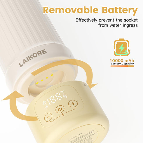 2025 17oz AI Portable Baby Bottle Warmer for Travel Cordless Milk Warmer with Detachable Battery, USB Rechargeable