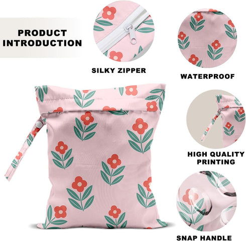 DHKG 2 12x10 Inch, PCS Tulip Travel Laundry Bags Waterproof Reusable Wet Bag with Handle,Wet Dry Bag for Swimsuit