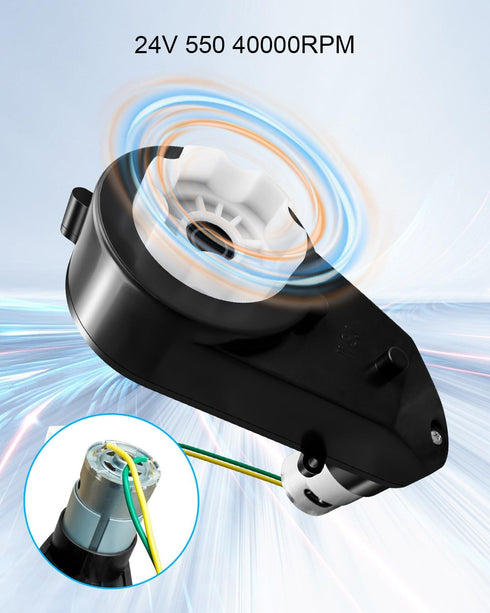 Kids Ride On Car Gearbox 550 24V Motor 40000RPM - High Speed RS550 with Quick-Change Wire Connectors