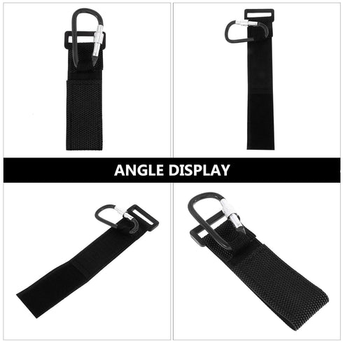 DECORNIJIA 2 Pcs Stroller Hooks with Pu Strap and Aluminum Alloy Clip, Non-Slip Large Pram Clips for Hanging Diaper