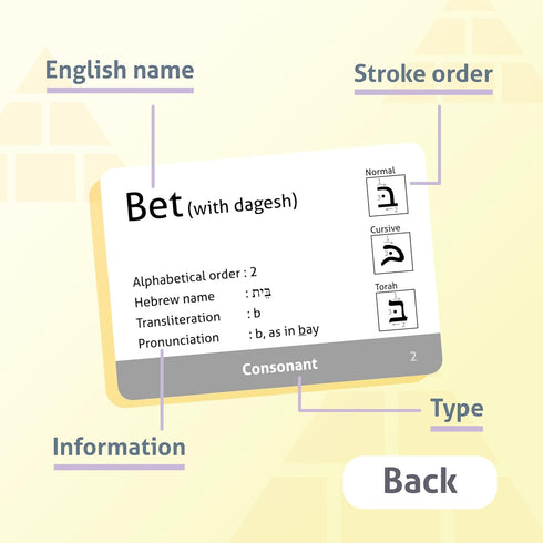 CARDDIA | Biblical Hebrew Alphabet Educational Flashcards, Includes Consonants, Vowels, Dagesh, and Final Forms