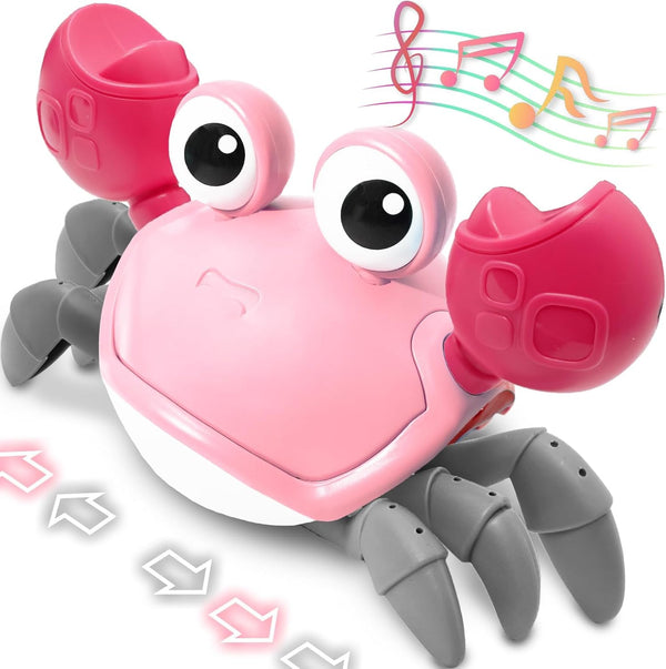 Pbooo Crawling Crab Baby Toy, Interactive Walking Dancing Musical Toy for Babies, Ideal for Tummy Time and Crawling