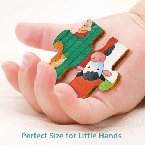 24 Piece Puzzles for Kids Ages 3-5, Unique Shape Wooden Jigsaw Puzzle for Farm Animals