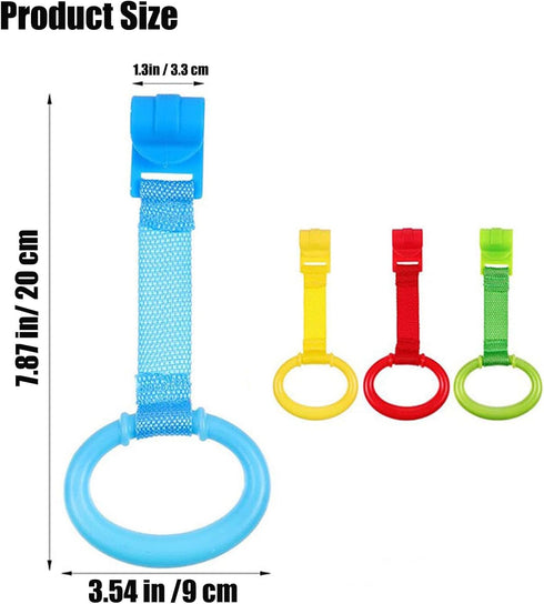 8 PandaEar PCS Baby Pull Up Rings, Toddler Walking Exercise Stand Up for Playpen & Crib, Infant Cot Hanging Rings