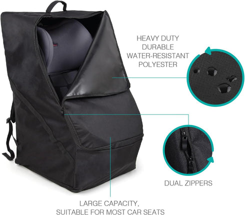 The Peanutshell Car Seat Travel Bag for Airplane Gate Check, Universal Fit, Backpack Cover for Baby Travel Essentials