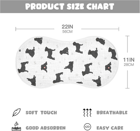 Set 4 Pack vvfelixl Baby Burp Cloths Black Pug White Baby Newborn Cotton Burping Cloths Baby Washcloths