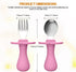 2 Pcs Toddler Utensils Set, Stainless Steel Forks and Spoons for Safe Flatware with Round Handle, BPA Free (Pink)