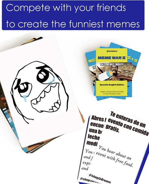 Spanish English Party Game Meme War - Funny Bilingual Family Edition Board Game