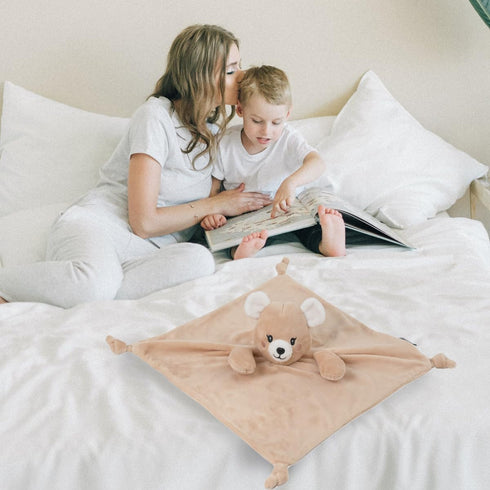 KINREX Teddy Bear Security Blanket for Babies, Soft Plush Soothing Towel, Unisex Baby Comforter Toy, Newborn Teddy Bear