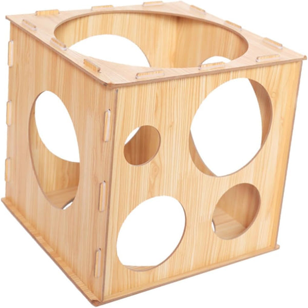 Toyvian Box Balloon Hole Sizer, Collapsible Measuring Tool for DIY Balloon Sizes, Wooden Foldable Measurer