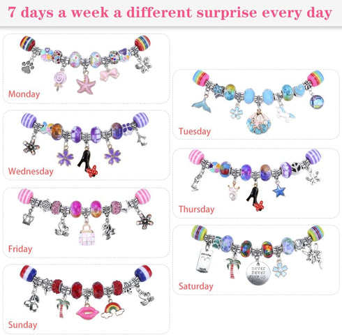 VICTLOV 126 Pieces Charm Bracelet Making Kit, DIY Craft for Girls, Unicorn/Mermaid Crafts Gifts Set for Arts and Crafts