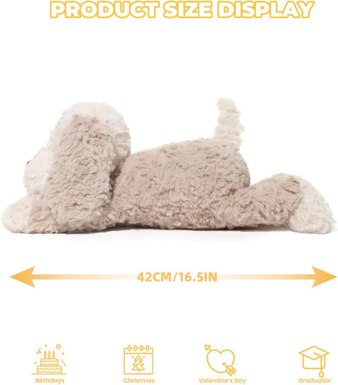 16.5 inches Stuffed Animals Adorable Dog Plush Toys Soft and Comfort Maltese Dog Plush Toy Gift for Kids, Beige/Grey