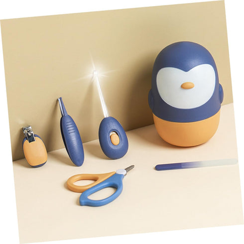 Newborn Nail Care Essentials Kit with LED Ear Spoon - Safe Grooming Tools for Boys