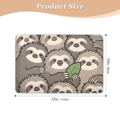 siphylline 52" 34" Cute Cartoon Sloth Brown Extra Large Resuable Baby Bed Pad Highly Absorbent Diaper Changing Pad