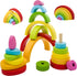 MEGRANATE Montessori Wooden Rainbow Stacking Toys for Baby Grimms Wood Building Blocks Nesting