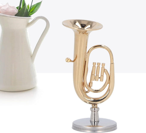 Dollhouse Musical Instruments Miniature Brass Euphonium, Tiny Accessory for Mini Music Room
