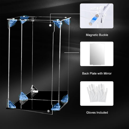 Acrylic Display Case, Clear Action Figure Display Box with Mirrored Back, Dustproof Protection for Collectibles