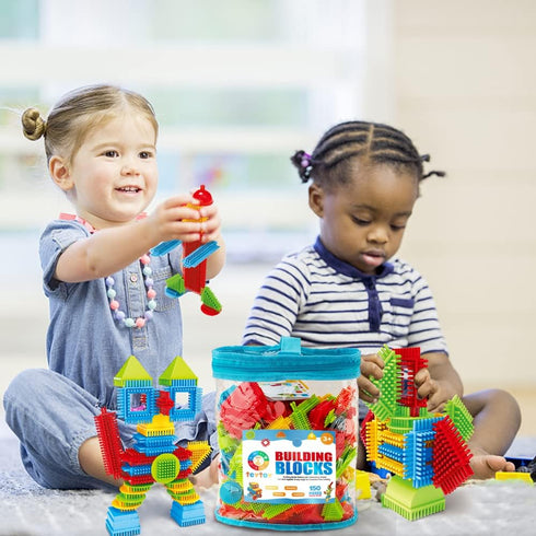 150pcs 3D Set 3-8 teytoy My First Baby Building Toys, Bristle Shape Building Blocks Toy for Kids Ages Years Old, STEM