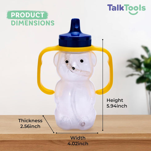 7oz 4+ (2pack) TalkTools Honey Bear Straw Cup with Handle, Soft Straw Trainer for Babies & Toddlers Months Easy-Grip