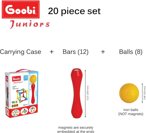 20 Piece Construction Set with Large Building Blocks for STEM Learning, Vibrant Colors for 1 Year Olds