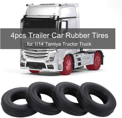 GoolRC 4pcs Trailer Car Rubber Tires for 1/14 Tamiya Tractor Truck RC Climber Trailer