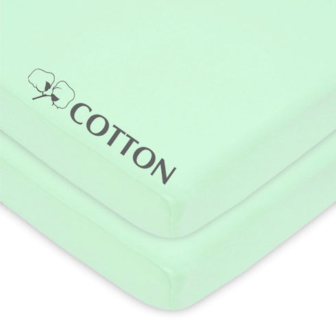 American Baby Company 2 Pack 100% Natural Cotton Fitted Mini Crib Sheets 38" x 24" - Mint