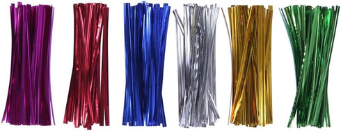 200 Clear Treat Favor Bags, 3X11 with Twist Ties, 6 Mix Colors - 1.4mils Thickness OPP Plastic Bags