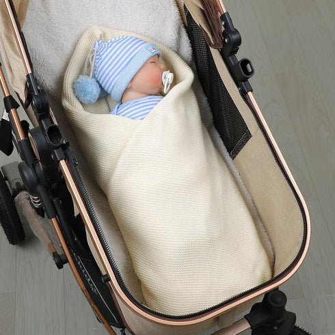 Baby Blanket Boy Girl Cotton Knitted Soft Swaddling Receiving Baby Blankets for Newborn Toddler Crib Stroller White 30 x 40 Inch by Neiwech