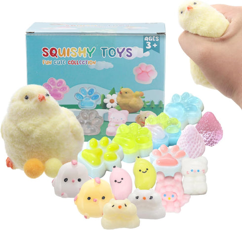 Yidayes 16pcs Squishy Pack,Fidget Toys Kit,Include taba Squishies Party Favors for Kids 4-8