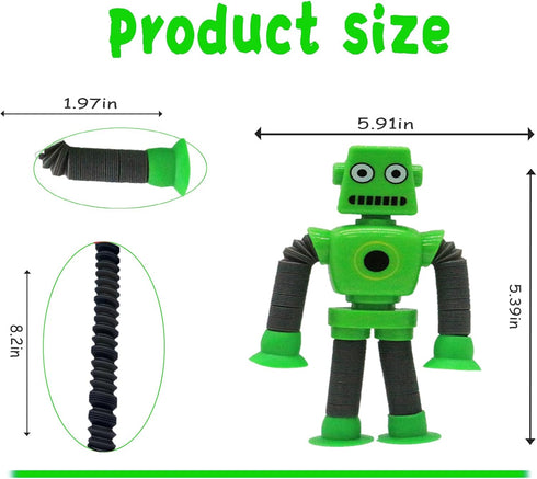 WUCLUD 6PCS Telescopic Suction Cup Robot Toy,pop Tubes,Toddler Travel Toys,Toddler Sensory Toys,figette Toys,Fidget
