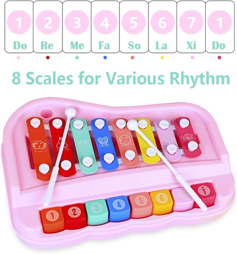 Liyujuping 2 1 8 in Piano Xylophone for Toddlers, Multicolored Cause and Effect Toys Baby Xylophone, Musical Instrument