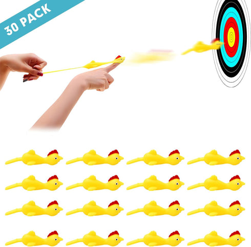 BUVUDI 30 Pieces Rubber Chicken Slingshot Rubber Chickens Flying Chicken Slingshot Flicken Chicken Game Finger