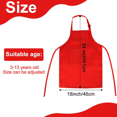 6 Pack Kids Apron bulk with 2 Pockets Adjustable Chef Art Apron Kids Painting Aprons for Cooking Baking Painting Crafting Grilling Activity(6 Color)
