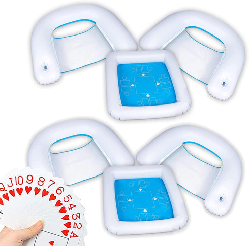 ZONETECH Game Station Set - 2 Pack with Waterproof Playing Cards for Pool or Beach (Blue/White)