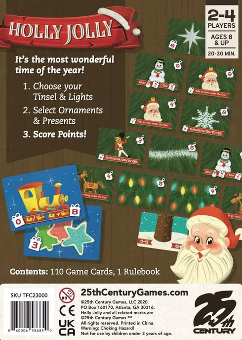 Holly Jolly Christmas Themed Family Card Game - Collect Presents, Ornaments & Stockings