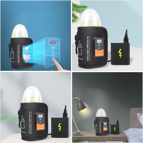 HONITANO USB Portable Bottle Warmer for Bottle Breast Milk Warm Wrap Adjustable Temperature with LCD Display Reusable