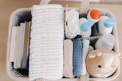 Diaper Caddy Organizer - Baby Pink Curdoroy Baby Storage Bin for Nursery & Car | Baby Shower Basket & registry