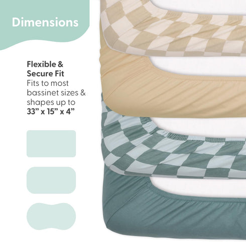 4-Pack 100% The Peanutshell Baby Organic Bassinet Sheets for Boy or Girl - Ultra Soft & Rectangle Unisex Baby Sheet