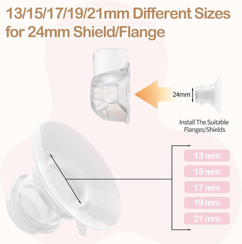 6PCS, 21mm 24mm, Flange Inserts for Flange/Shield of Most Pumps,Flange Sizing Kit Silicone Flange Insert
