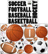 Sports Wall Decor for Boys Room - Mural Stickers, Children's Wall Decals for Soccer, Baseball, Basketball Art