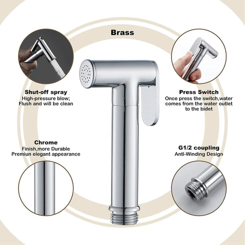 XKHLQLPEF Handheld Bidet Sprayer for Toilet, Baby Cloth Diaper Sprayer Brass Round Toilet Sprayer High Pressure
