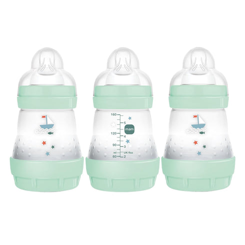MAM 5oz Easy Start Anti-Colic Baby Bottles, Slow Flow, Breastfeeding-Like Silicone Nipple, BPA-Free